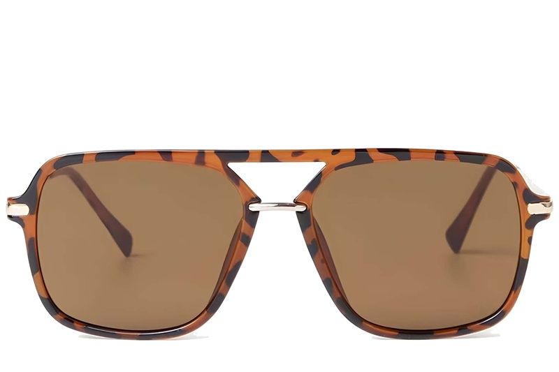 Gafas de sol de aviador de plástico con estampado de carey #BS225-0060