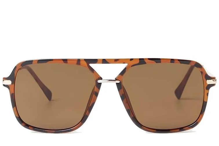 Gafas de sol de aviador de plástico con estampado de carey #BS225-0060