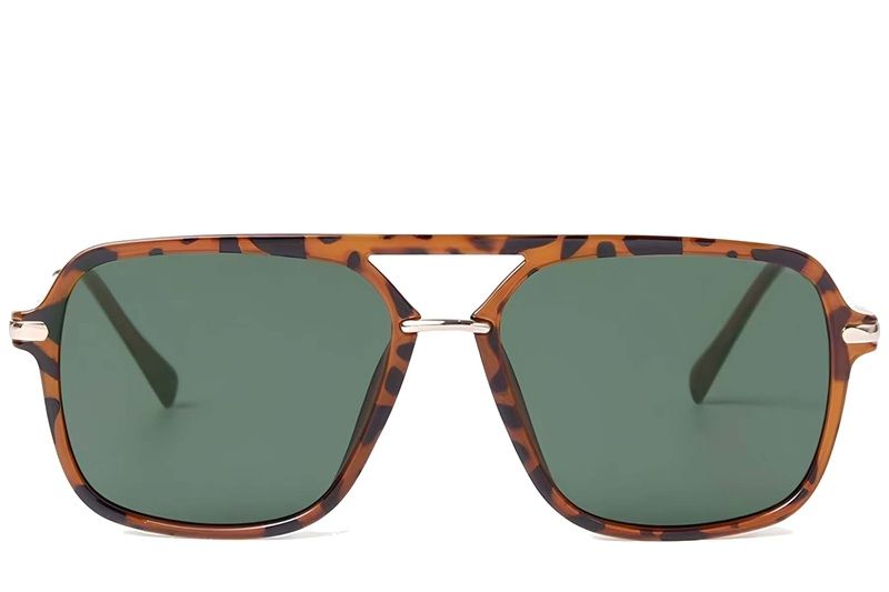 Gafas de sol de aviador de plástico con estampado de carey #BS225-0061