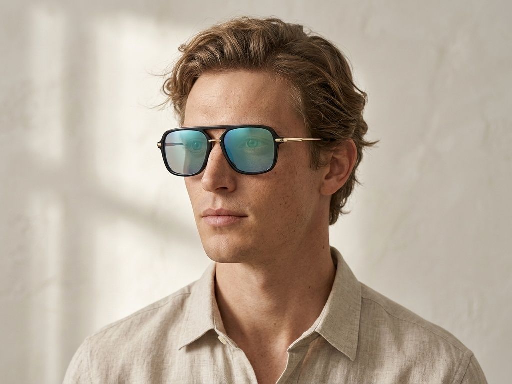 Gafas de sol de aviador negras de plástico #BS225-0063