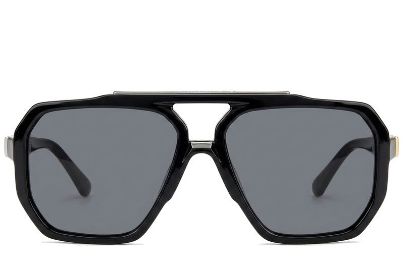 Gafas de sol de aviador negras de plástico #BS225-0064