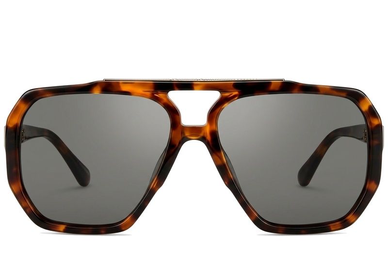 Gafas de sol de aviador de plástico con estampado de carey #BS225-0065