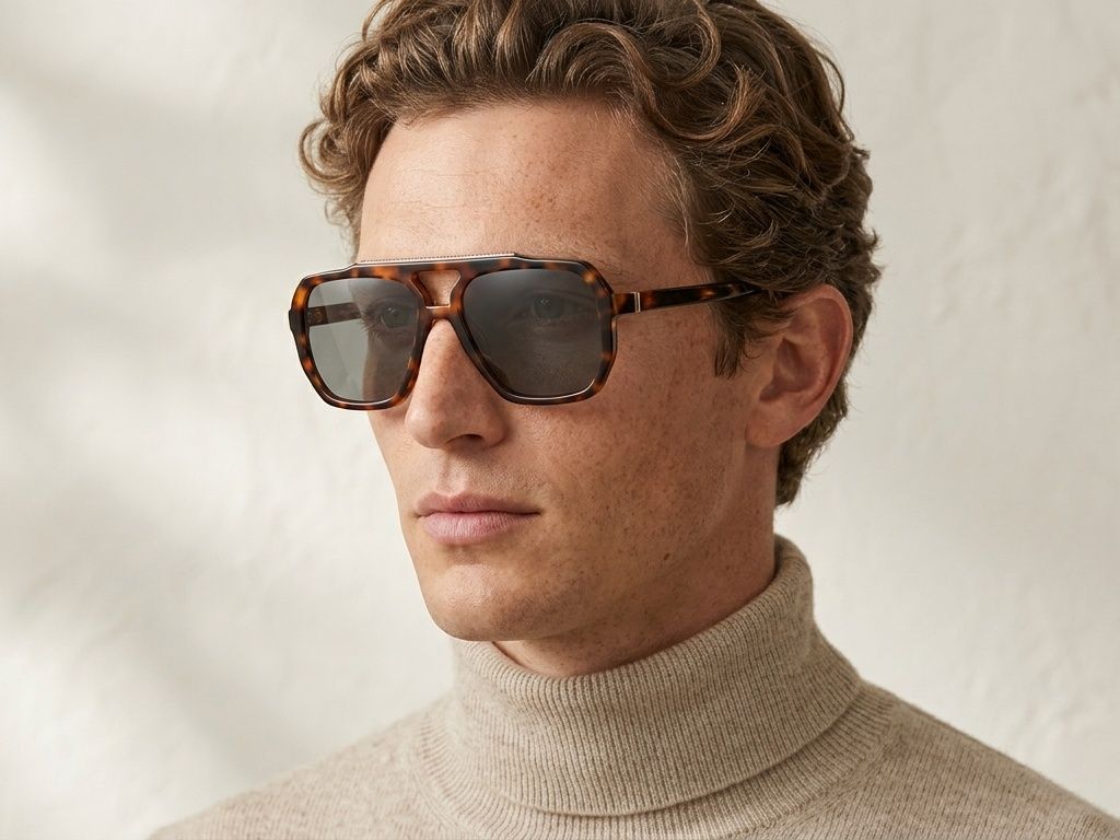Gafas de sol de aviador de plástico con estampado de carey #BS225-0065