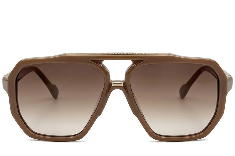 Gafas de sol de aviador de plástico marrón #BS225-0068