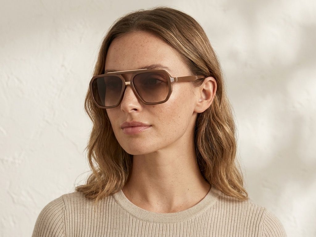Gafas de sol de aviador de plástico marrón #BS225-0068