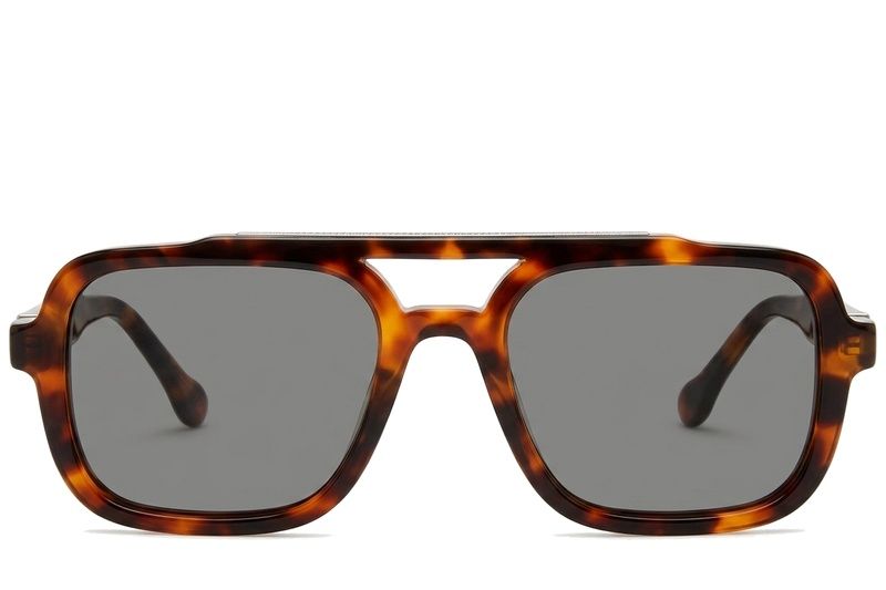 Gafas de sol de aviador de plástico con estampado de carey #BS225-0071