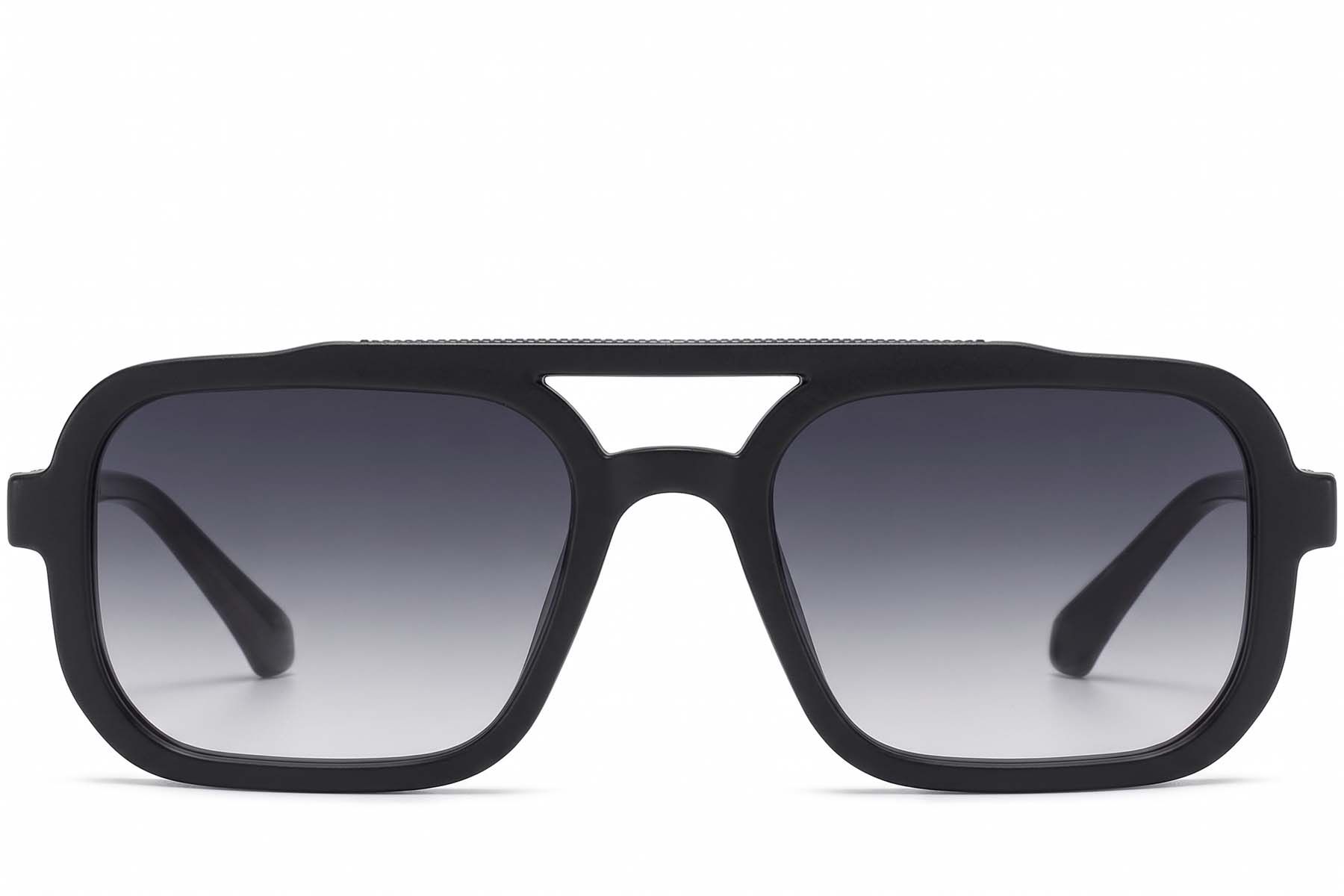 Schwarze Aviator-Sonnenbrille aus Kunststoff #BS225-0072
