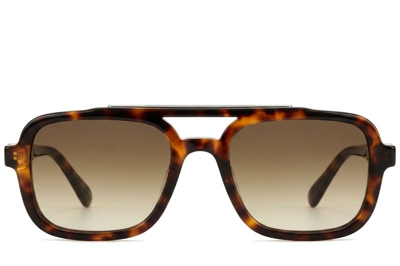 Occhiali da sole modello aviatore in plastica tartarugata #BS225-0073