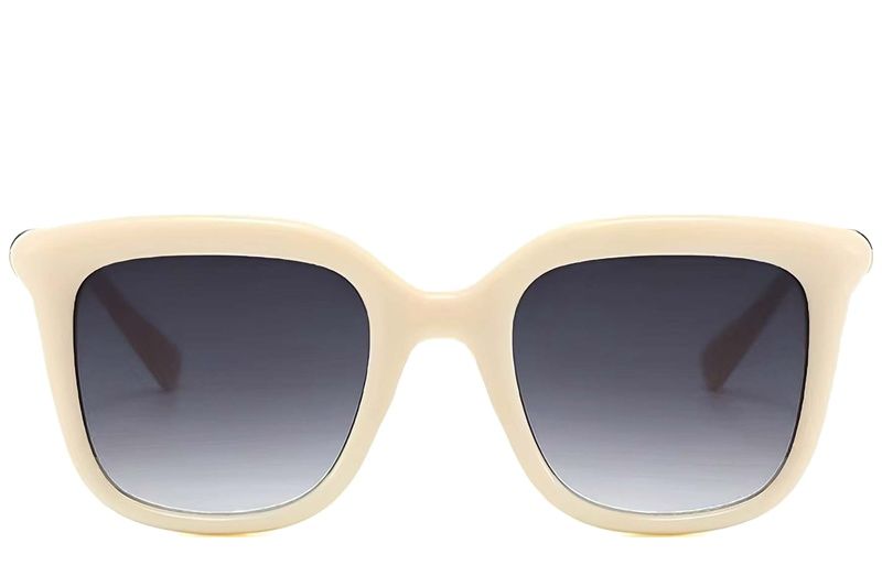 Occhiali da sole rettangolari in plastica color crema #BS225-0080
