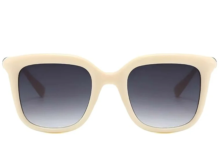 Rectangular Cream Plastic Sunglasses #BS225-0080