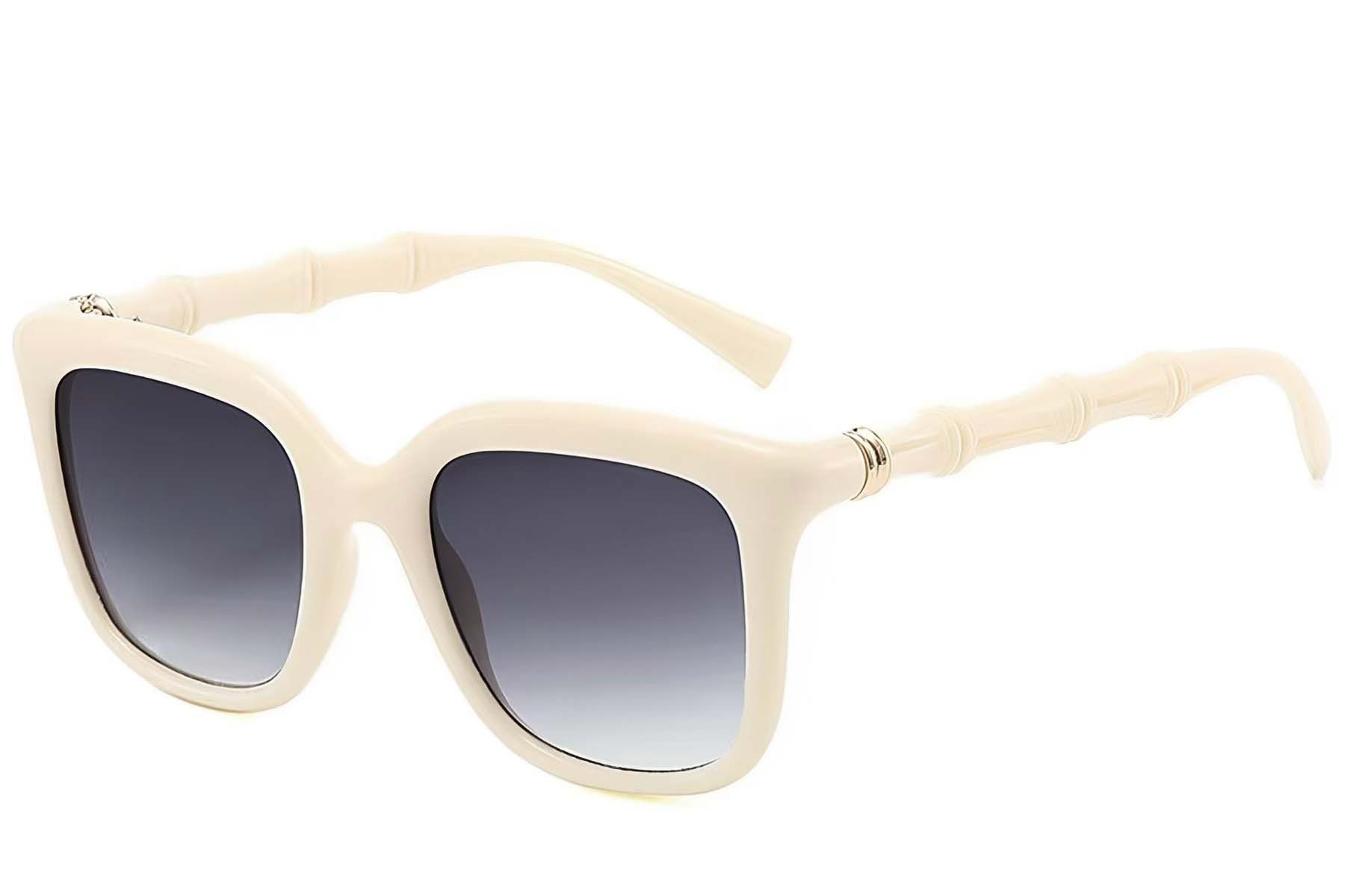 Rectangular Cream Plastic Sunglasses #BS225-0080