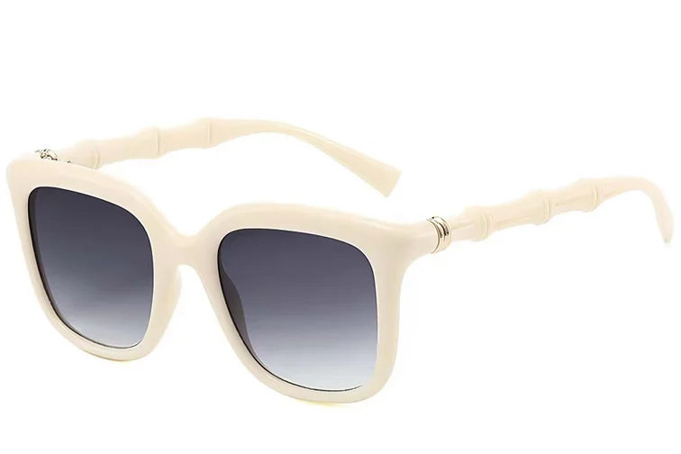 Rectangular Cream Plastic Sunglasses #BS225-0080