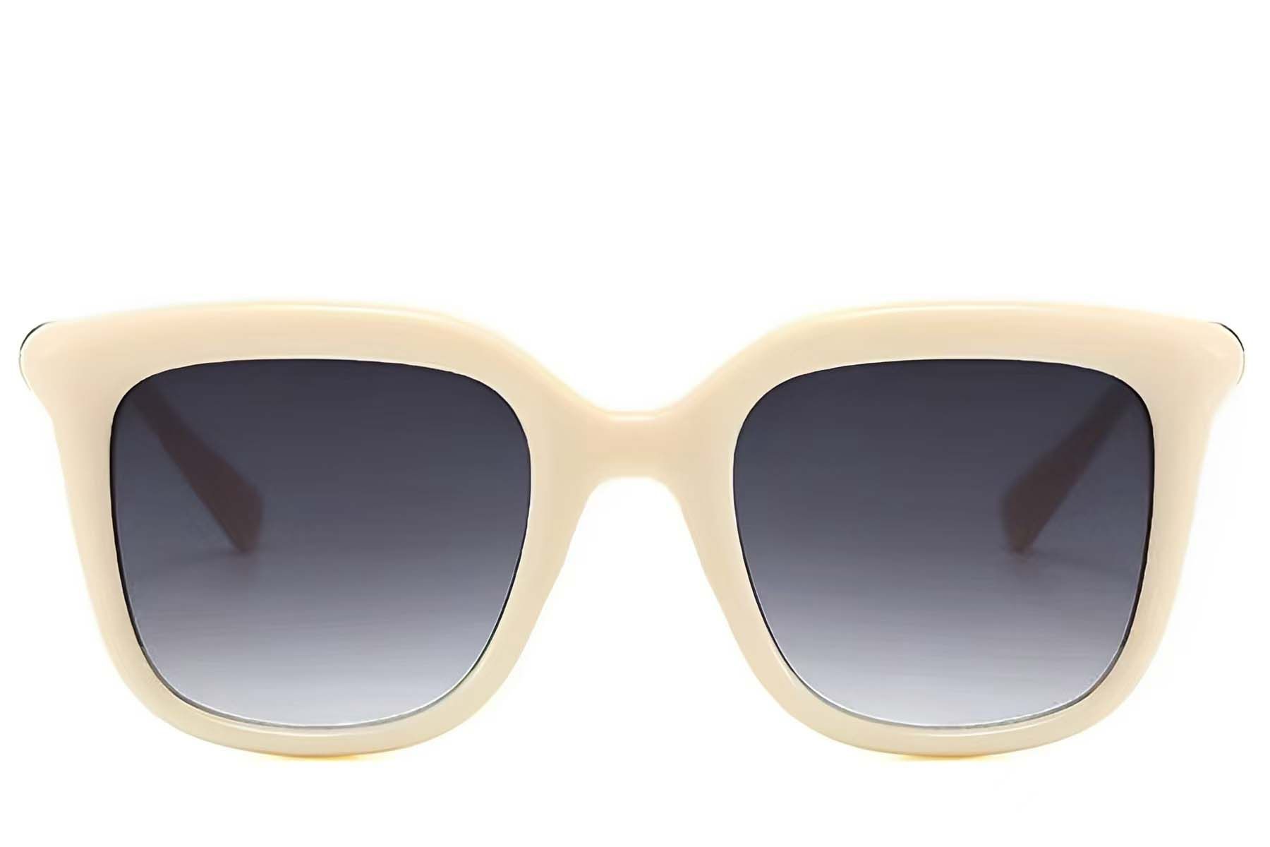Rectangular Cream Plastic Sunglasses #BS225-0080