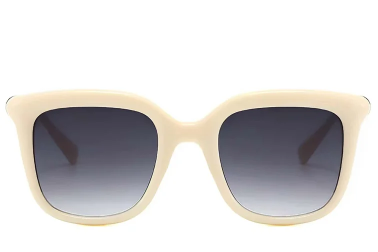 Rectangular Cream Plastic Sunglasses #BS225-0080