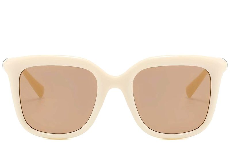 Occhiali da sole rettangolari in plastica color crema #BS225-0081