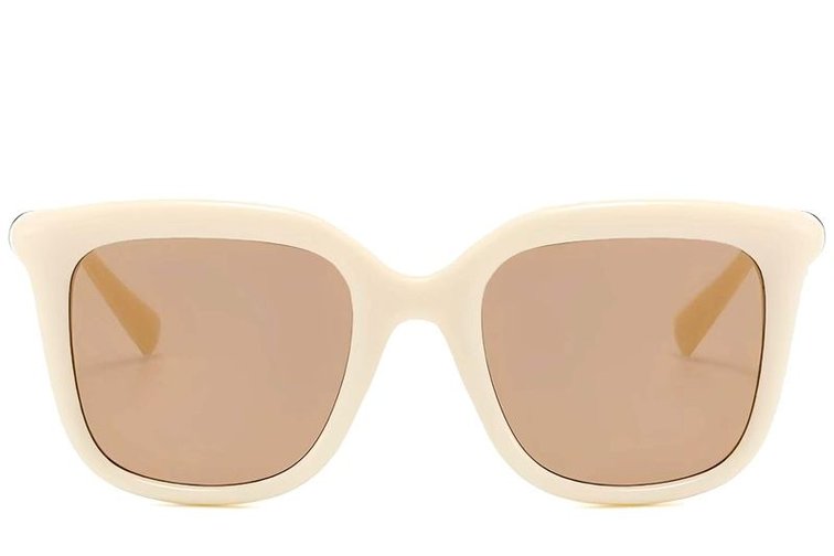 Rectangular Cream Plastic Sunglasses #BS225-0081