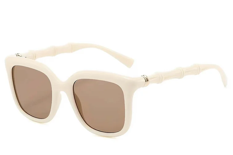 Rectangular Cream Plastic Sunglasses #BS225-0081