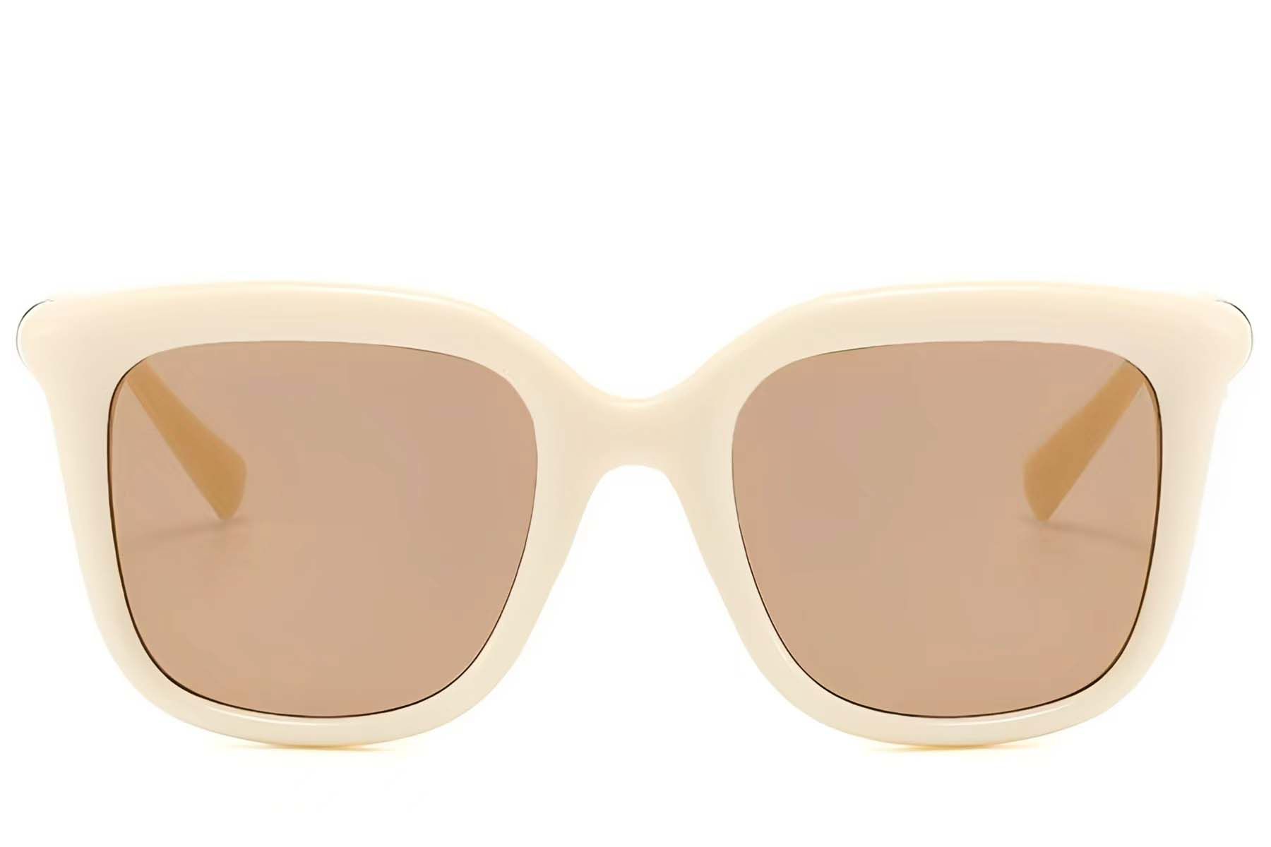 Rectangular Cream Plastic Sunglasses #BS225-0081