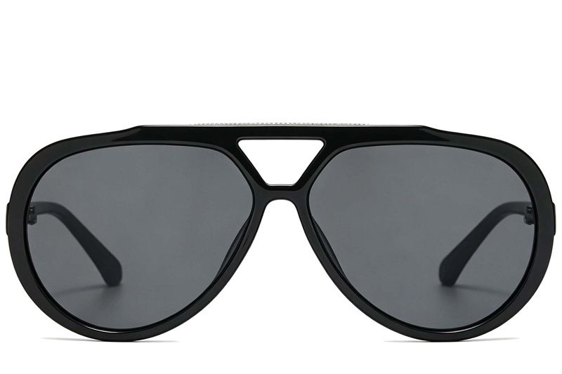 Gafas de sol de aviador negras de plástico #BS225-0082