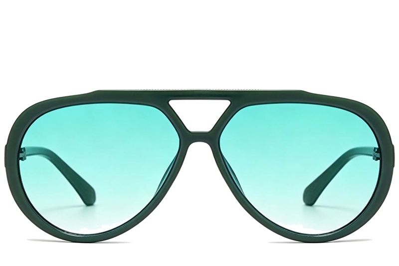 Aviator Green Plastic Sunglasses #BS225-0087