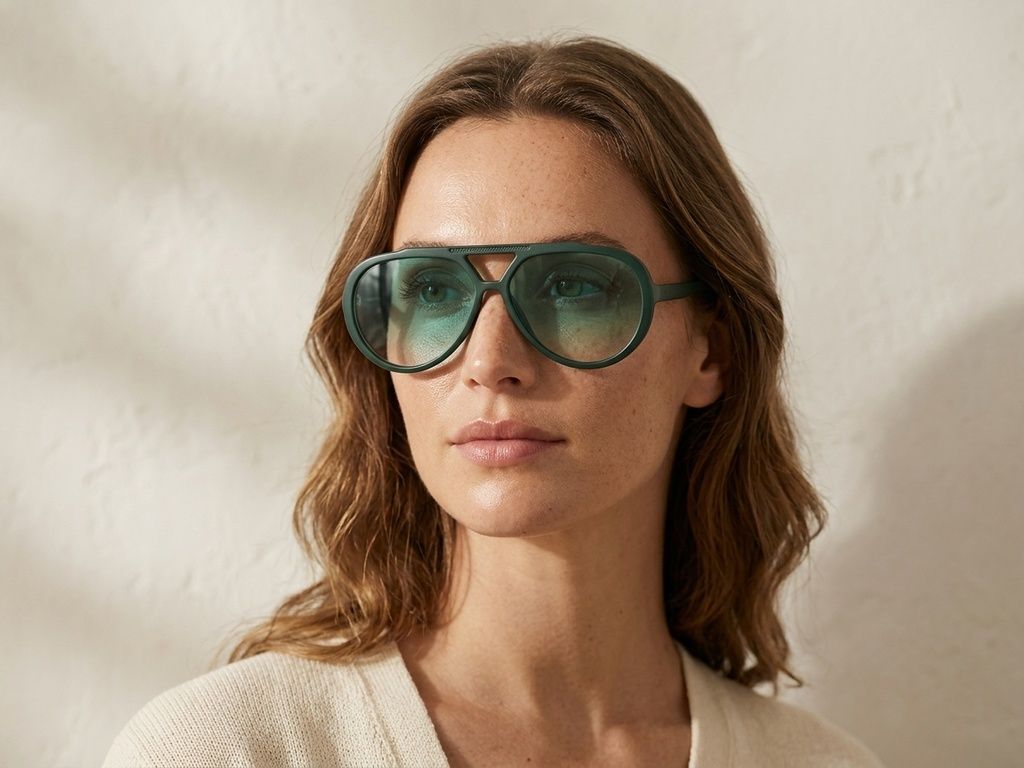 Aviator Green Plastic Sunglasses #BS225-0087