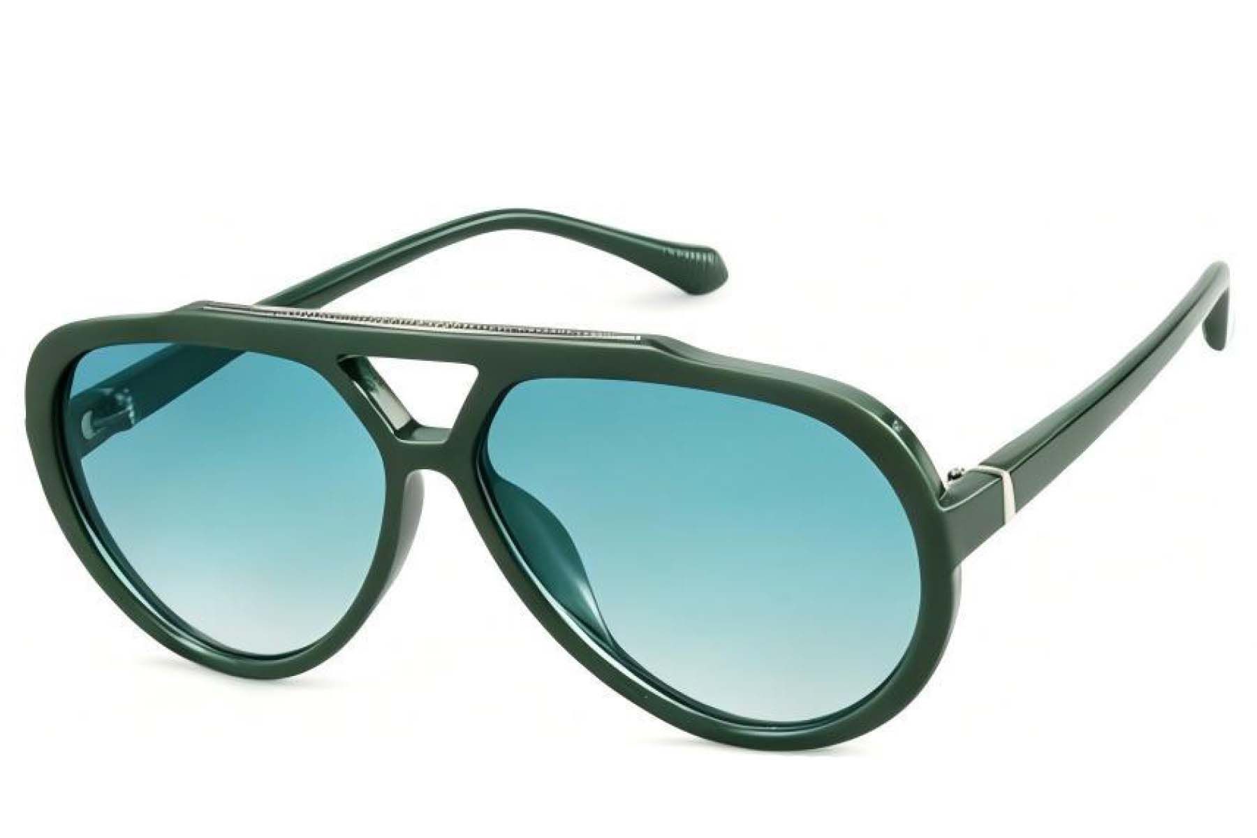 Aviator Green Plastic Sunglasses #BS225-0087