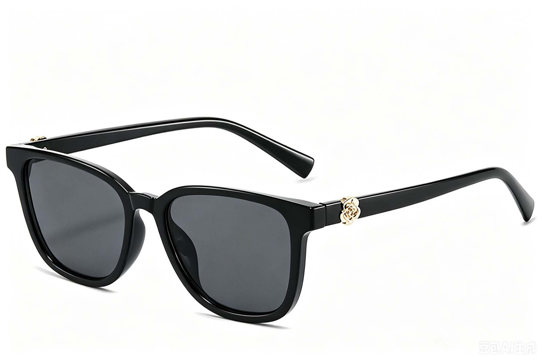 Rectangular Black Plastic Sunglasses #BS225-0088