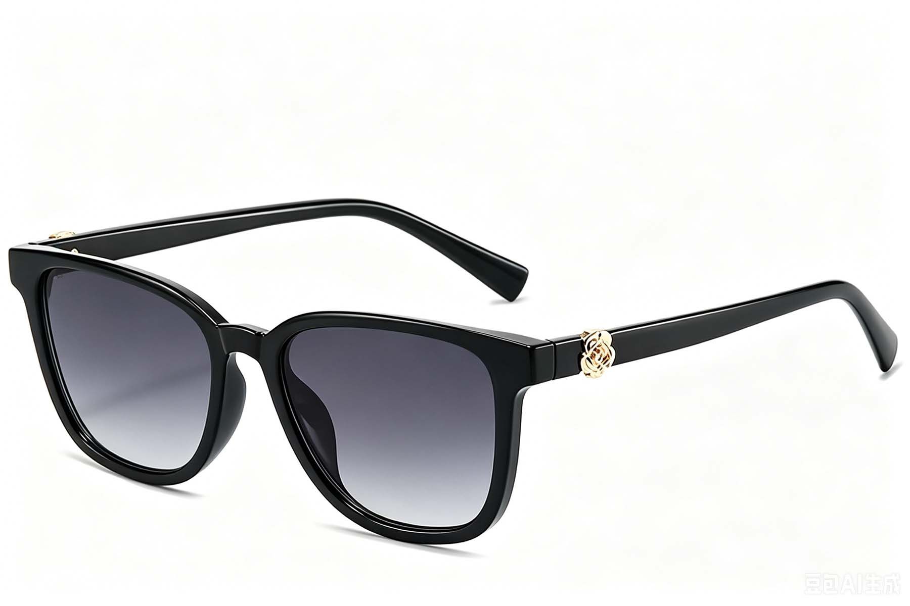 Rectangular Black Plastic Sunglasses #BS225-0089