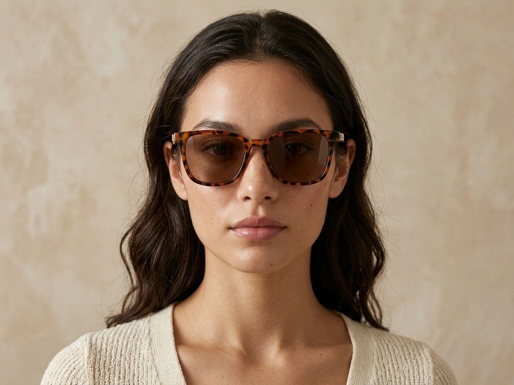 Gafas de sol rectangulares de plástico con efecto carey #BS225-0090