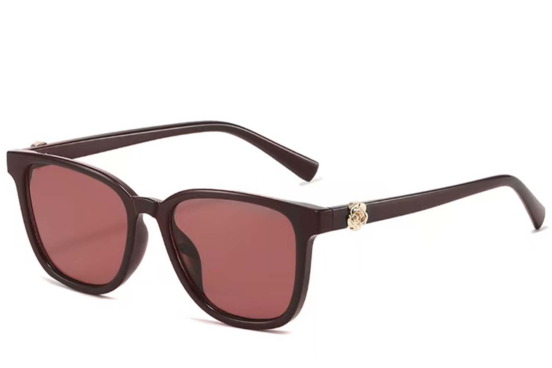 Rectangular Red Plastic Sunglasses #BS225-0092