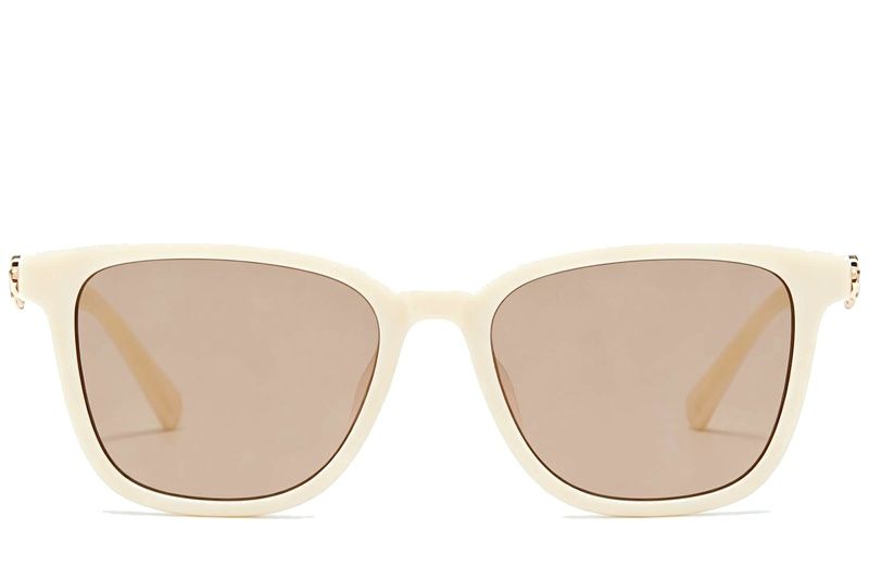 Gafas de sol rectangulares de plástico color crema #BS225-0093
