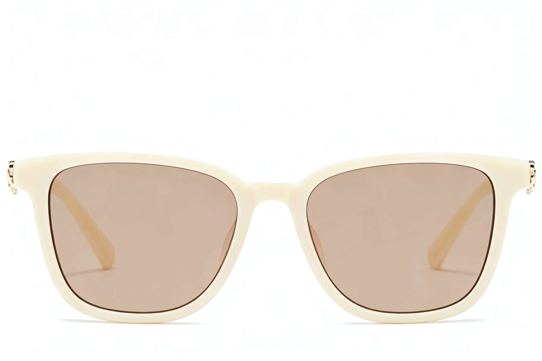 Rectangular Cream Plastic Sunglasses #BS225-0093