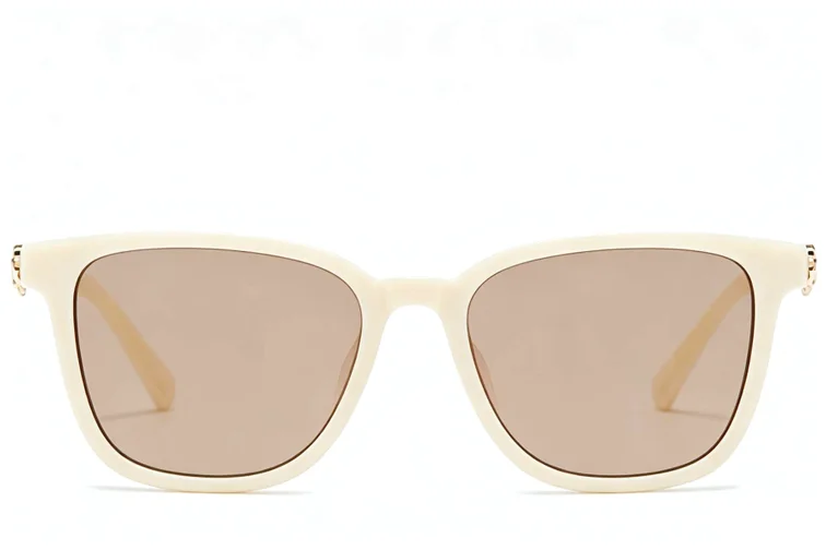 Rectangular Cream Plastic Sunglasses #BS225-0093