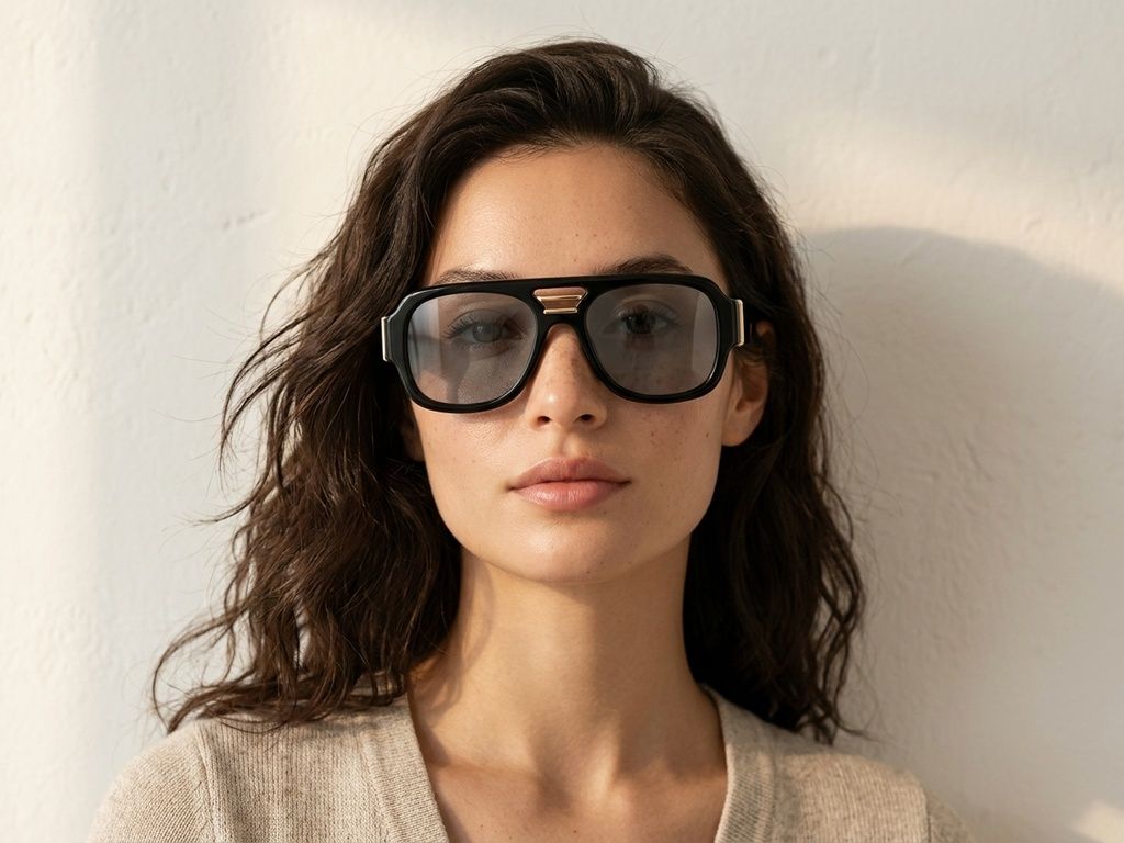 Gafas de sol de aviador de plástico negro #BS225-0100