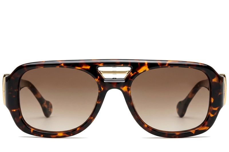 Gafas de sol de aviador de plástico con estampado de carey #BS225-0101