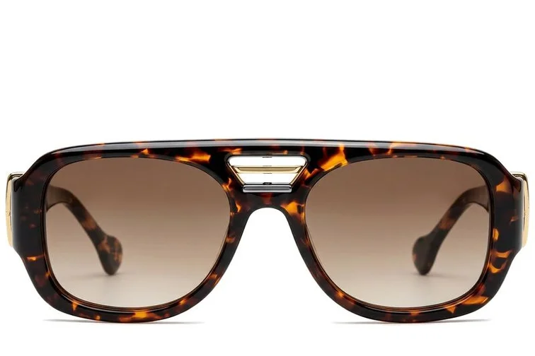 Gafas de sol de aviador de plástico con estampado de carey #BS225-0101