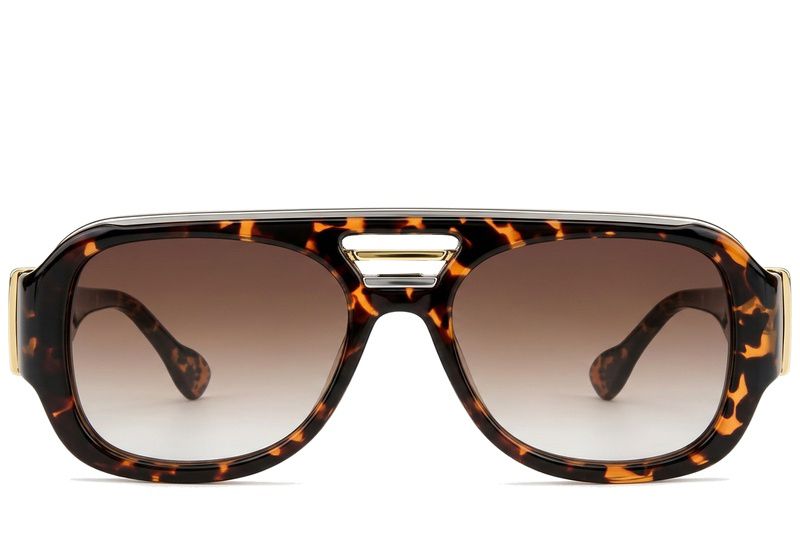 Gafas de sol de aviador de plástico con estampado de carey #BS225-0103