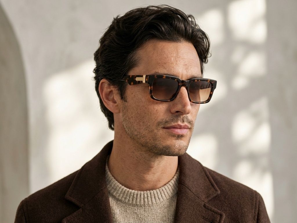 Gafas de sol rectangulares de plástico con efecto carey #BS225-0109