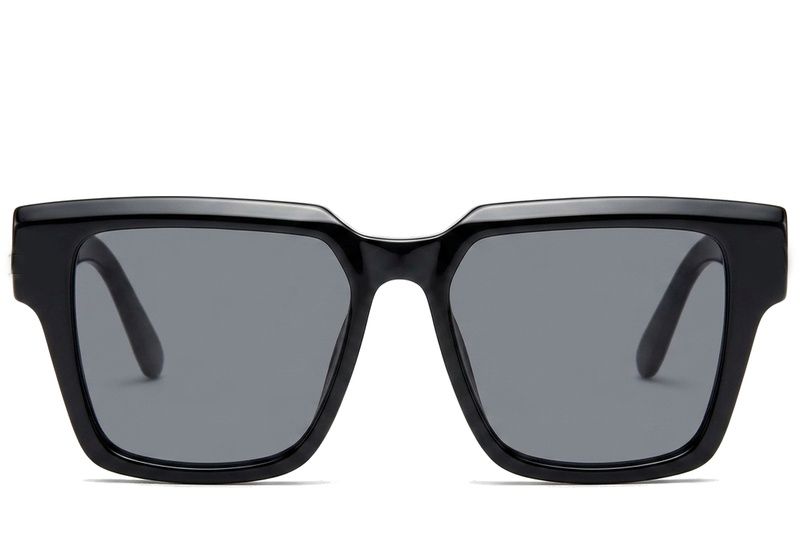 Gafas de sol rectangulares de plástico negro #BS225-0112