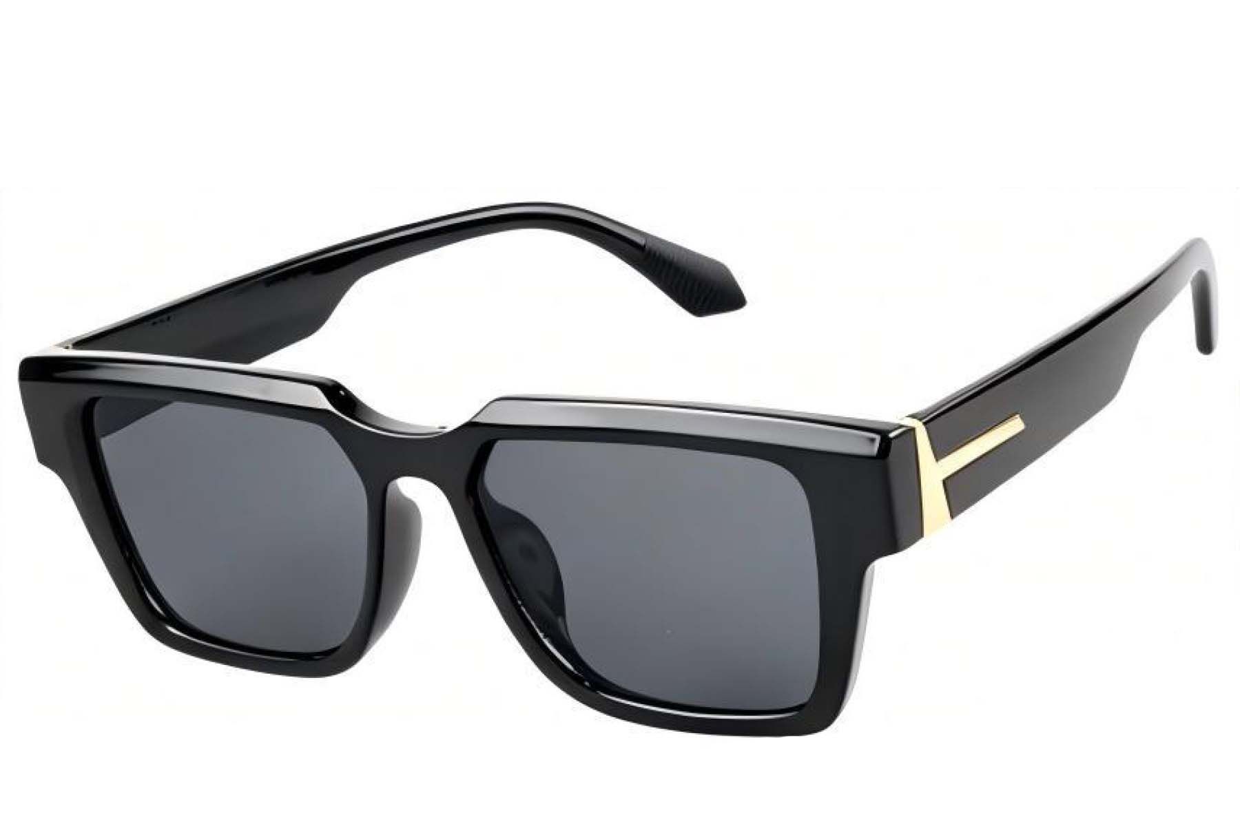 Rectangular Black Plastic Sunglasses #BS225-0112