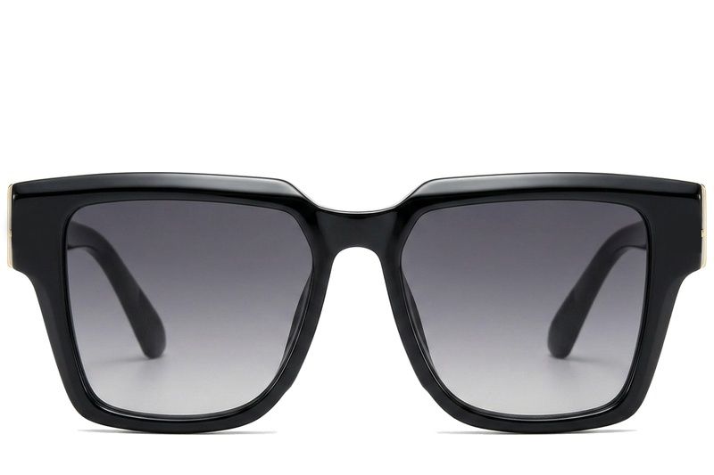 Gafas de sol rectangulares de plástico negro #BS225-0114