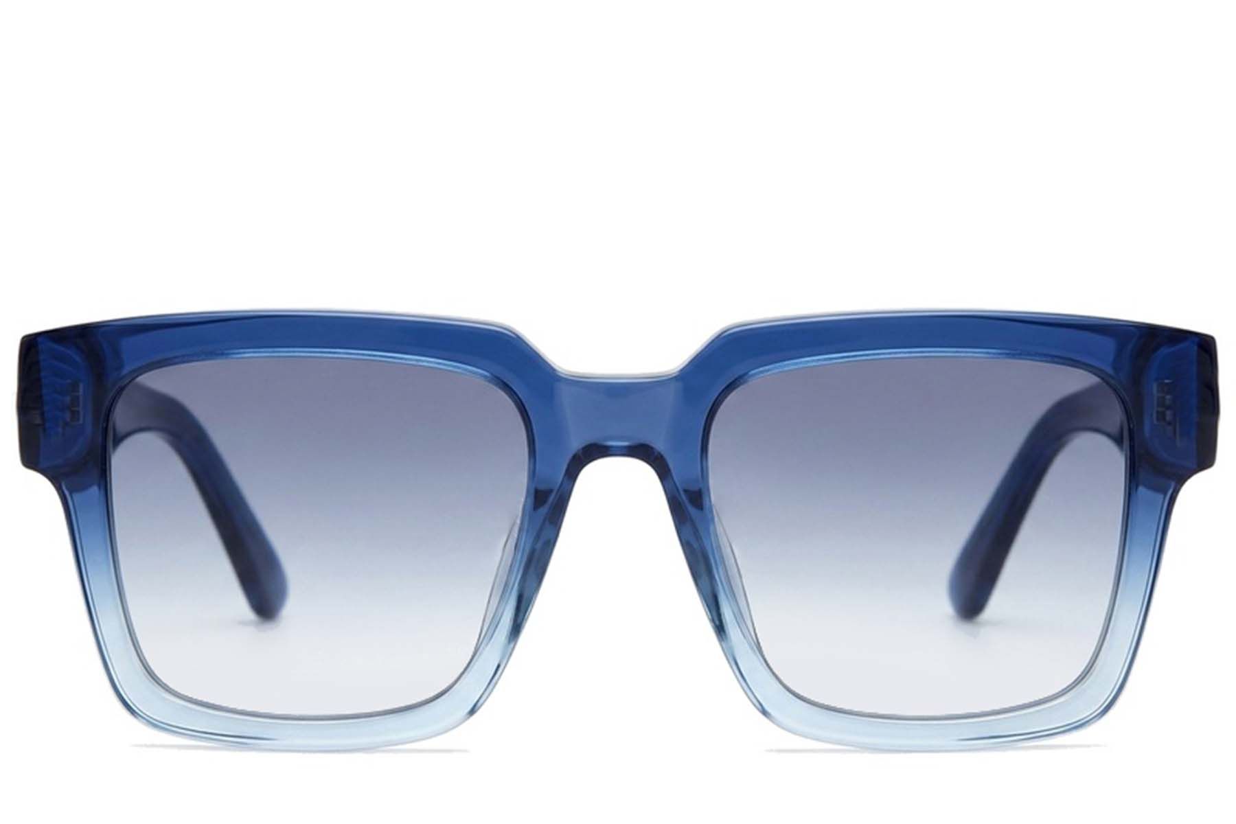 Rechthoekige blauwe plastic zonnebril #BS225-0116