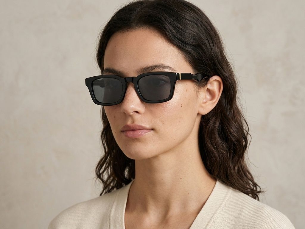 Rechteckige schwarze Kunststoff-Sonnenbrille #BS225-0118
