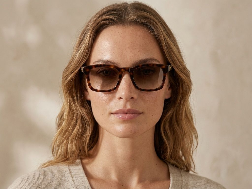 Rechteckige Sonnenbrille aus Kunststoff mit Schildpattmuster #BS225-0119