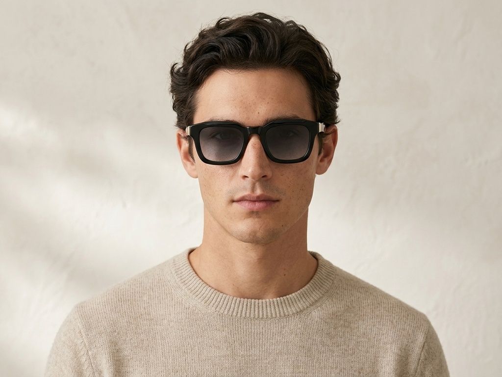 Rechteckige schwarze Kunststoff-Sonnenbrille #BS225-0120