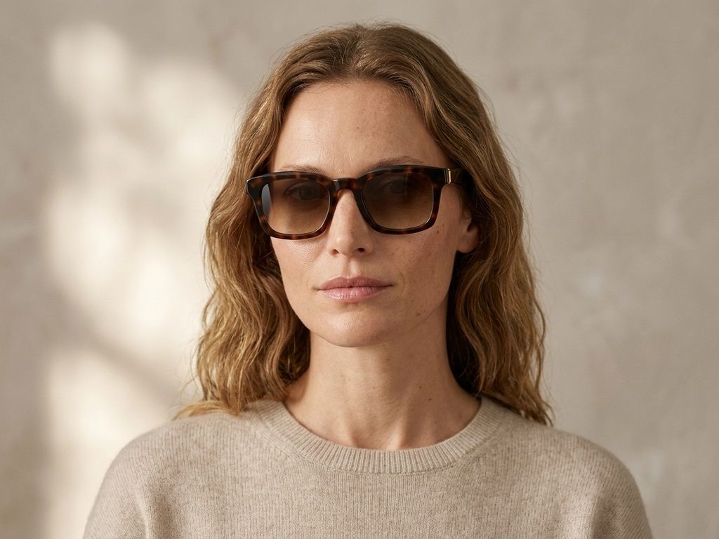 Rechteckige Sonnenbrille aus Kunststoff mit Schildpattmuster #BS225-0121