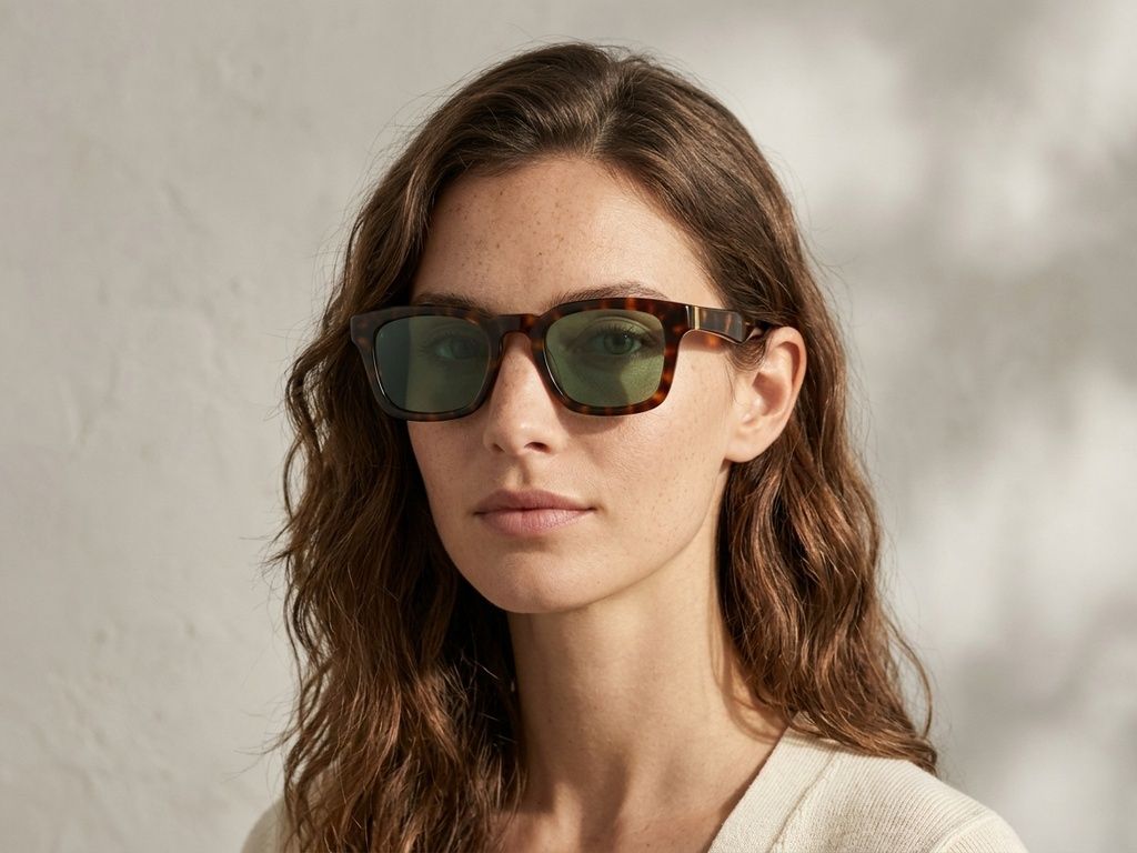 Rechteckige Sonnenbrille aus Kunststoff mit Schildpattmuster #BS225-0123