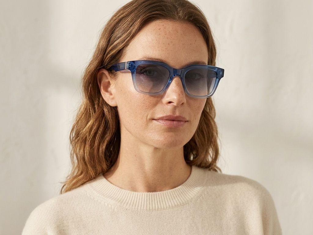 Rechteckige blaue Kunststoff-Sonnenbrille #BS225-0128