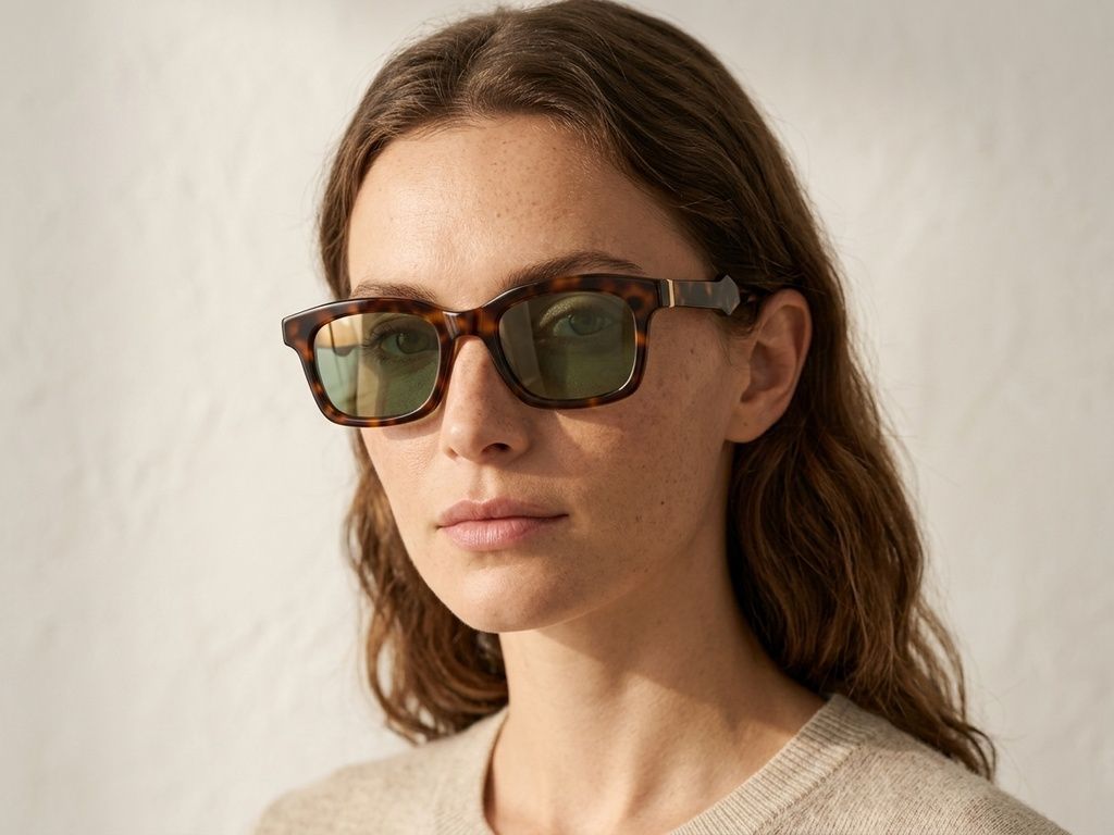 Rechteckige Sonnenbrille aus Kunststoff mit Schildpattmuster #BS225-0129