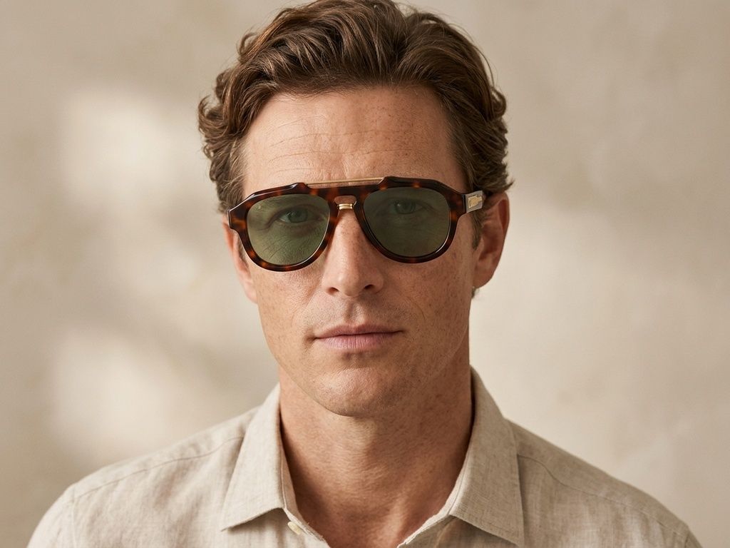 Gafas de sol de aviador de plástico con estampado de carey #BS225-0135